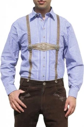 Trachtenhemd O14 Trachtenhemd fr Lederhosen blau/kariert