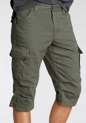 Bruno Banani Jeansbermudas schmale Passform mit Cargotaschen Dunkelgrün/Khaki