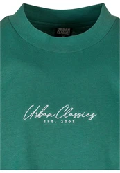 URBAN CLASSICS Herren Oversized Mid Embroidery Tee Grün/Türkis