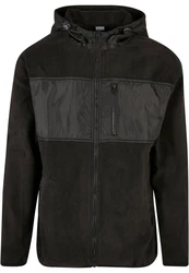 Urban Classics Herren Hooded Micro Fleece Jacket (1-St) Schwarz/Dunkelgrün/Dunkelgrau/Braun
