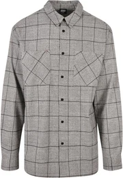 Langarmhemd Herren Long Oversized Checked Greyish Shirt (1-tlg)
