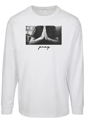 Mister Tee Longsleeve Pray Grau/Weiß