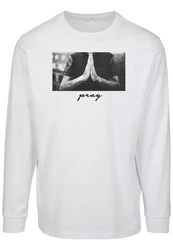 Mister Tee Longsleeve Pray Grau/Weiß