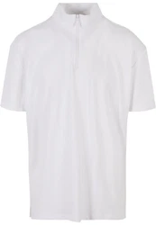 URBAN CLASSICS T-Shirt Boxy Zip Pique Tee Weiß/Grau/Creme
