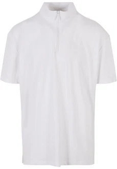 URBAN CLASSICS T-Shirt Boxy Zip Pique Tee Weiß/Grau/Creme