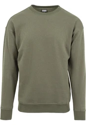 URBAN CLASSICS Rundhalspullover Sweat Crewneck Dunkelgrün/Khaki