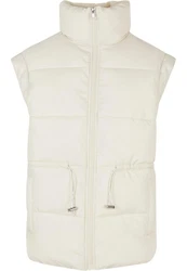 Urban Classics Damen Ladies Waisted Puffer Vest Khaki/Weiß/Beige/Creme/Braun