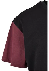 URBAN CLASSICS T-Shirt Urban Classics Herren Organic Oversized Colorblock Tee Dunkelrot/Lila/Bordeaux/Schwarz