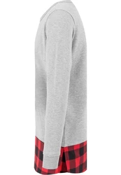 URBAN CLASSICS Rundhalspullover Herren Long Flanell Bottom Open Edge Crewneck (1-tlg) Grau/Hellgrau