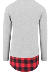 URBAN CLASSICS Rundhalspullover Herren Long Flanell Bottom Open Edge Crewneck (1-tlg) Grau/Hellgrau