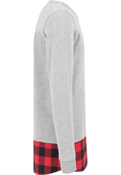 URBAN CLASSICS Rundhalspullover Herren Long Flanell Bottom Open Edge Crewneck (1-tlg) Grau/Hellgrau