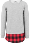URBAN CLASSICS Rundhalspullover Herren Long Flanell Bottom Open Edge Crewneck (1-tlg) Grau/Hellgrau