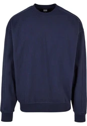 Urban Classics Rundhalspullover Heavy Terry Garment Dye Crew Dunkelblau/Blau
