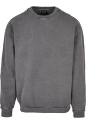 Urban Classics Rundhalspullover Heavy Terry Garment Dye Crew Dunkelgrau/Grau/Hellgrau