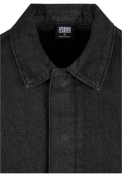 URBAN CLASSICS Langarmhemd Urban Classics Herren Oversized Denim Pocket Shirt Dunkelgrau/Grau/Schwarz