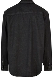 URBAN CLASSICS Langarmhemd Urban Classics Herren Oversized Denim Pocket Shirt Dunkelgrau/Grau/Schwarz