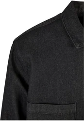 URBAN CLASSICS Langarmhemd Urban Classics Herren Oversized Denim Pocket Shirt Dunkelgrau/Grau/Schwarz