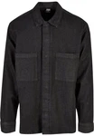 URBAN CLASSICS Langarmhemd Urban Classics Herren Oversized Denim Pocket Shirt Dunkelgrau/Grau/Schwarz