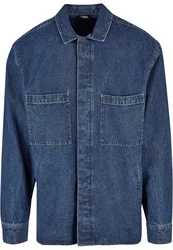 URBAN CLASSICS Langarmhemd Urban Classics Herren Oversized Denim Pocket Shirt 