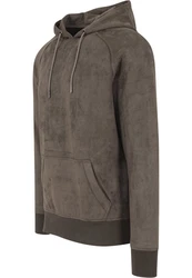 Urban Classics Sweatshirt Imitation Suede Hoody Grau/Braun/Khaki/Dunkelgrün