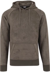 Urban Classics Sweatshirt Imitation Suede Hoody Grau/Braun/Khaki/Dunkelgrün