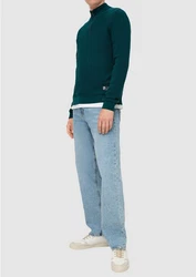 QS Strickpullover aus Strukturstrick Dunkelgrün/Türkis/Grün
