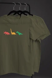 Neverless Print-Shirt Herren T-Shirt Dinosaurier Aufdruck Dunkelgrün/Khaki