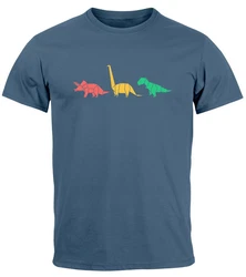 Neverless Print-Shirt Herren T-Shirt Dinosaurier Aufdruck Mischfarben