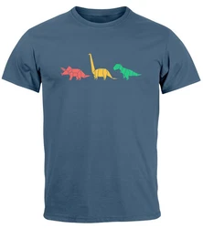 Neverless Print-Shirt Herren T-Shirt Dinosaurier Aufdruck Mischfarben