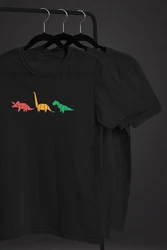 Neverless Print-Shirt Herren T-Shirt Dinosaurier Aufdruck Mischfarben/Schwarz