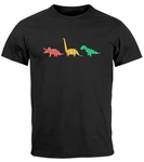 Neverless Print-Shirt Herren T-Shirt Dinosaurier Aufdruck Mischfarben/Schwarz