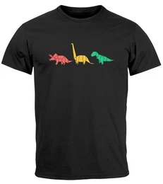 Print-Shirt Herren T-Shirt Dinosaurier Aufdruck Polygon Tiere Geometric Print mit Print