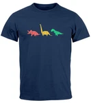 Neverless Print-Shirt Herren T-Shirt Dinosaurier Aufdruck Dunkelblau/Mischfarben