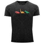 Neverless Print-Shirt Herren Vintage Dinosaurier Aufdruck Polygon Tiere Geometric Mischfarben/Dunkelgrau