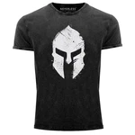 Neverless Print-Shirt Herren Vintage Shirt Sparta-Helm Gladiator Krieger Rot/Dunkelgrau/Grau