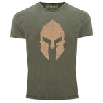 Neverless Print-Shirt Herren Vintage Shirt Sparta-Helm Gladiator Krieger Dunkelgrün