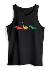Neverless Tanktop Herren Dinosaurier Model Schwarz/Mischfarben/Beige/Braun