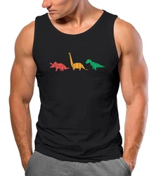 Neverless Tanktop Herren Dinosaurier Model Schwarz/Mischfarben/Beige/Braun