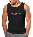 Neverless Tanktop Herren Dinosaurier Model Schwarz/Mischfarben/Beige/Braun