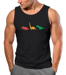 Neverless Tanktop Herren Dinosaurier Model Schwarz/Mischfarben/Beige/Braun