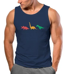 Neverless Tanktop Herren Dinosaurier Model Dunkelblau