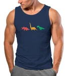 Neverless Tanktop Herren Dinosaurier Model Dunkelblau