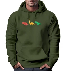 Neverless Hoodie Herren Dinosaurier Aufdruck Dunkelgrün/Grün