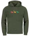 Neverless Hoodie Herren Dinosaurier Aufdruck Dunkelgrün/Grün