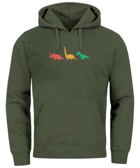 Neverless Hoodie Herren Dinosaurier Aufdruck Dunkelgrün/Grün Neverless Hoodie Herren Dinosaurier Aufdruck Dunkelgrün/Grün