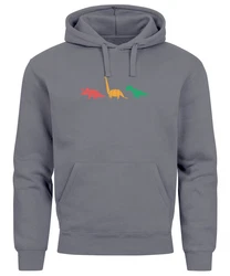 Neverless Hoodie Herren Dinosaurier Aufdruck Mischfarben/Grau/Dunkelgrau/Hellgrau