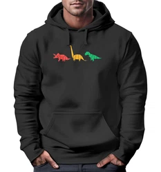 Neverless Hoodie Herren Dinosaurier Aufdruck Schwarz/Mischfarben/Beige