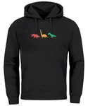 Neverless Hoodie Herren Dinosaurier Aufdruck Schwarz/Mischfarben/Beige