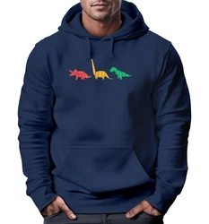 Neverless Hoodie Herren Dinosaurier Aufdruck Dunkelblau/Mischfarben/Blau