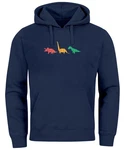 Neverless Hoodie Herren Dinosaurier Aufdruck Dunkelblau/Mischfarben/Blau